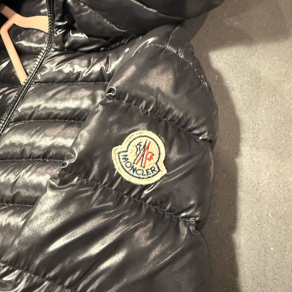 Moncler Shiny Black Jacket with Zipper Accent
